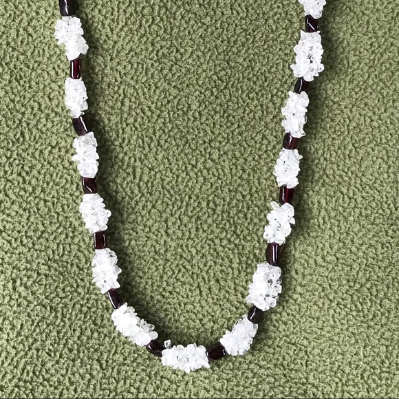 Natural Rock Crystal & GARNET Necklace - Picture 2 of 8